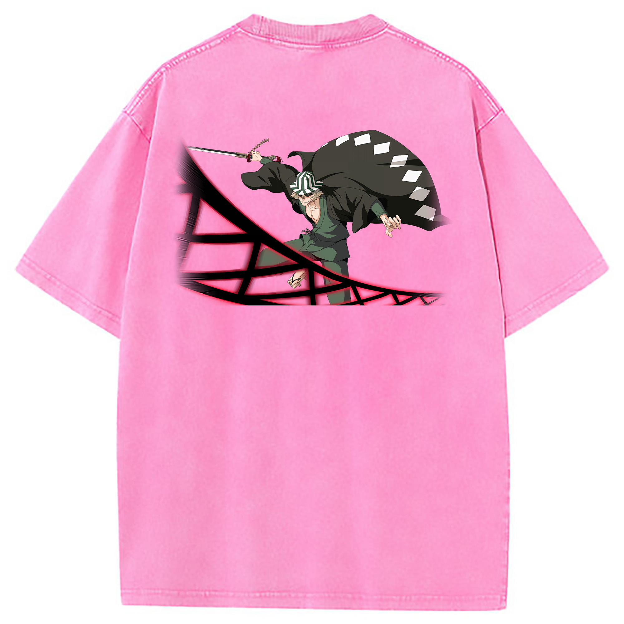 （画像用） "ブリーチ 浦原 喜助（うらはら きすけ） BLEACH Urahara Kisuke " 綿100% ヴィンテージ風 半袖Tシャツ（背面プリント）